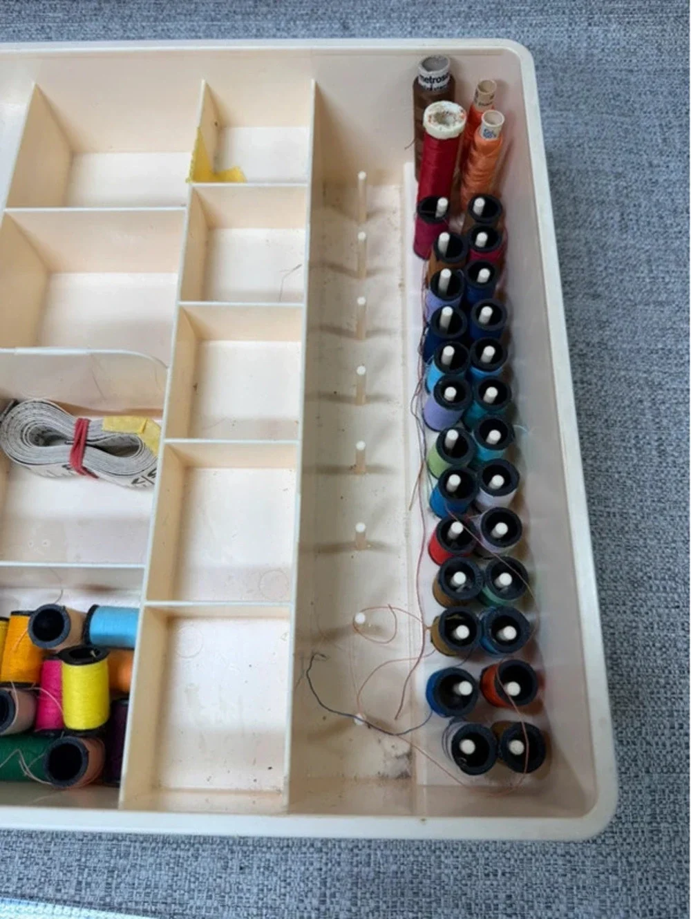 Vintage Sewing Organizer Tray Thread Spool Holder Notions Storage Insert